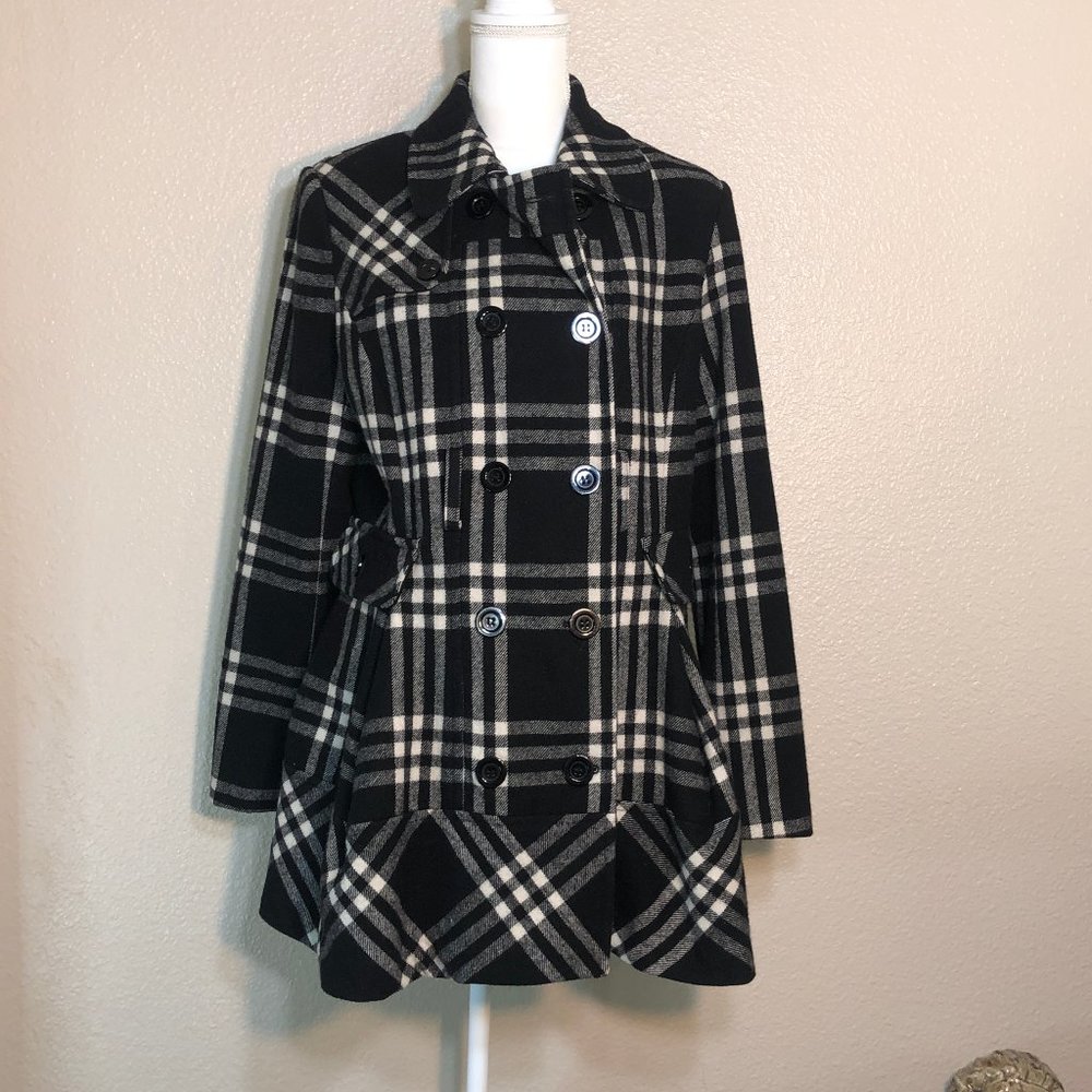 Apt 9 Wool Blend Plaid Pea Coat
